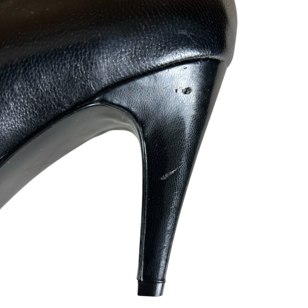 Nine West Pegglu Pumps Size 9.5M Black Leather Ankle Strap Stiletto Office Heels - Picture 9 of 12